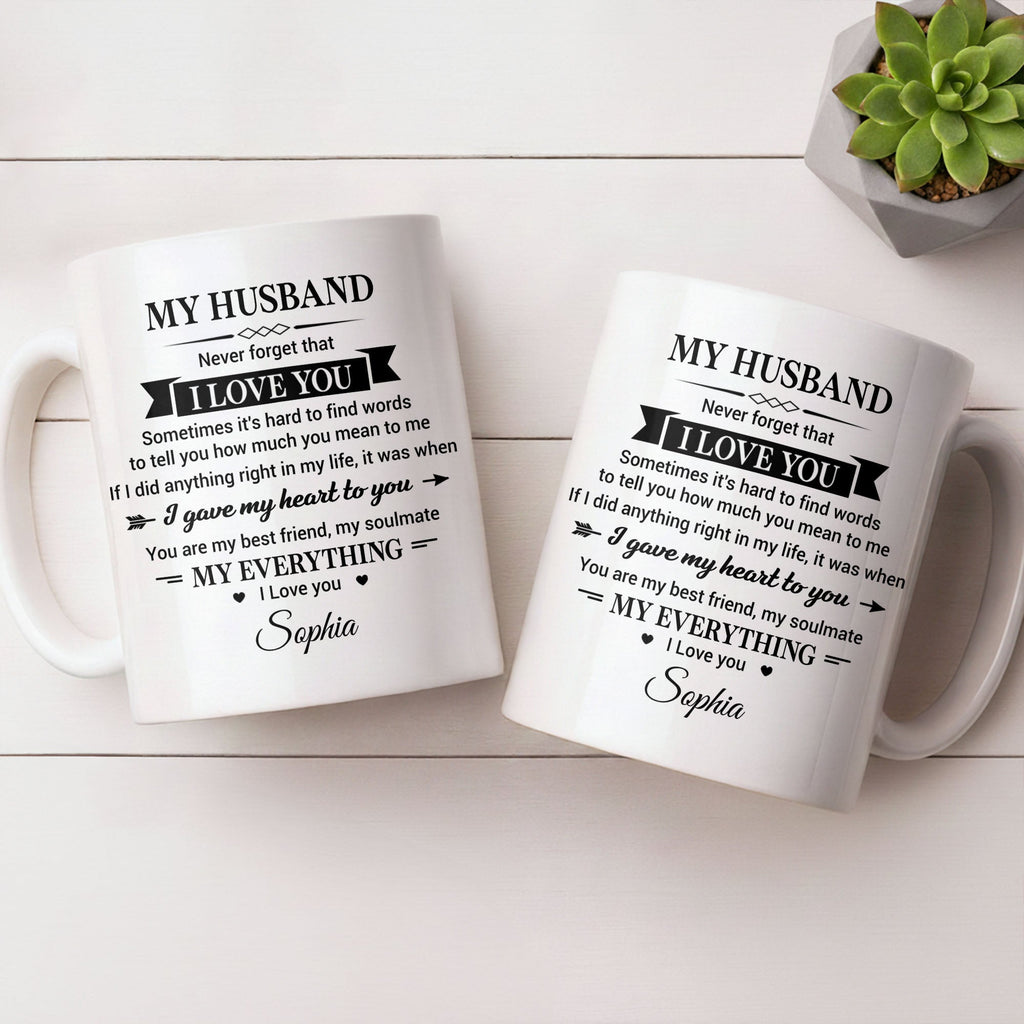 Personalized Heart Coffee Mug Custom Gift for Husband Edge-to-edge Mug GradoCreations