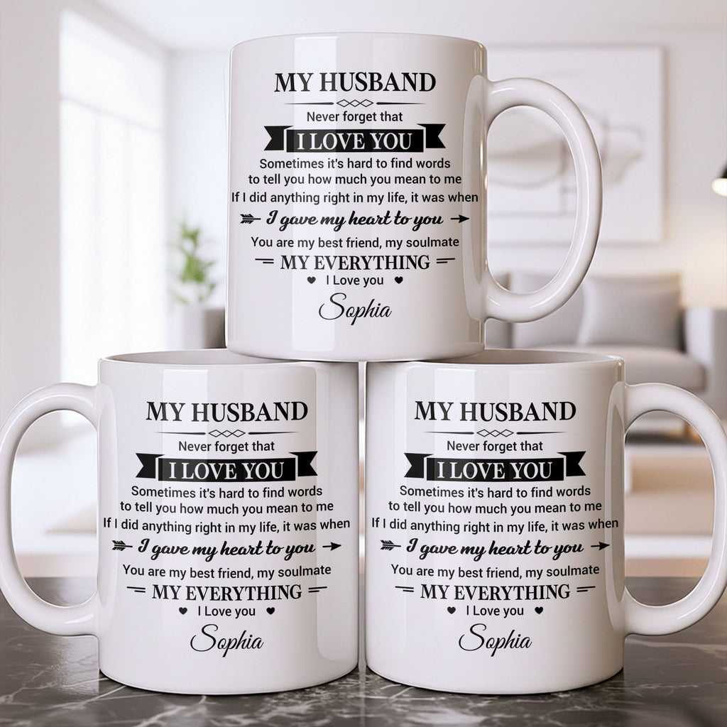 Personalized Heart Coffee Mug Custom Gift for Husband Edge-to-edge Mug GradoCreations