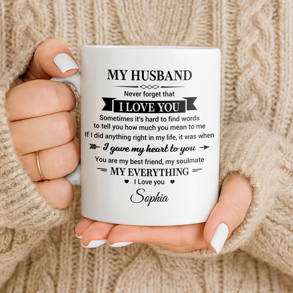 Personalized Heart Coffee Mug Custom Gift for Husband Edge-to-edge Mug GradoCreations