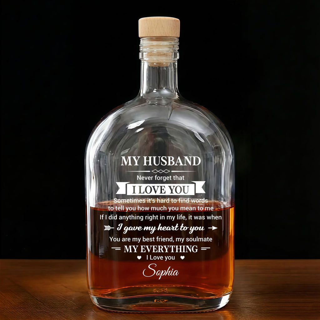 Personalized Whiskey Bottle Custom Heart Arrow Gift for Husband Whiskey Bottle GradoCreations