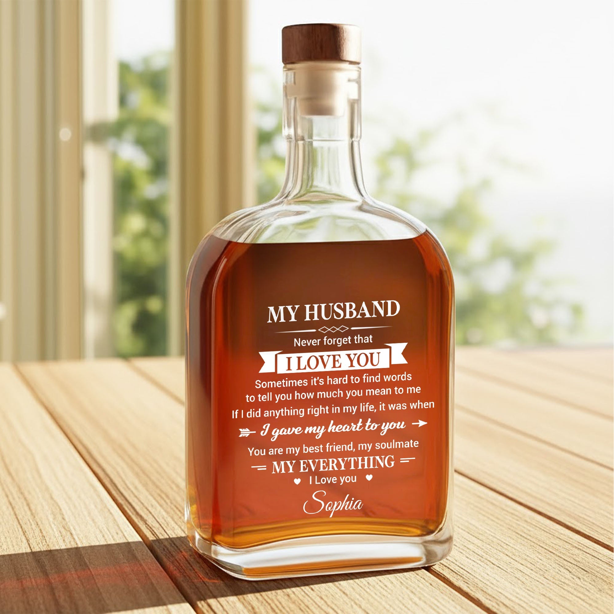 Personalized Whiskey Bottle Custom Heart Arrow Gift for Husband Whiskey Bottle GradoCreations