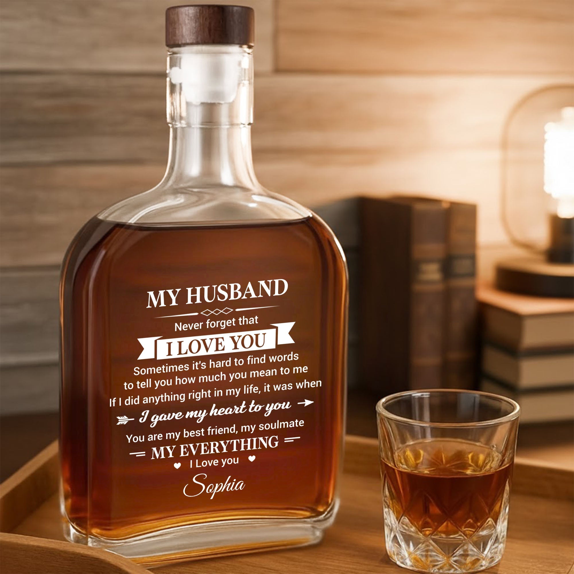 Personalized Whiskey Bottle Custom Heart Arrow Gift for Husband Whiskey Bottle GradoCreations