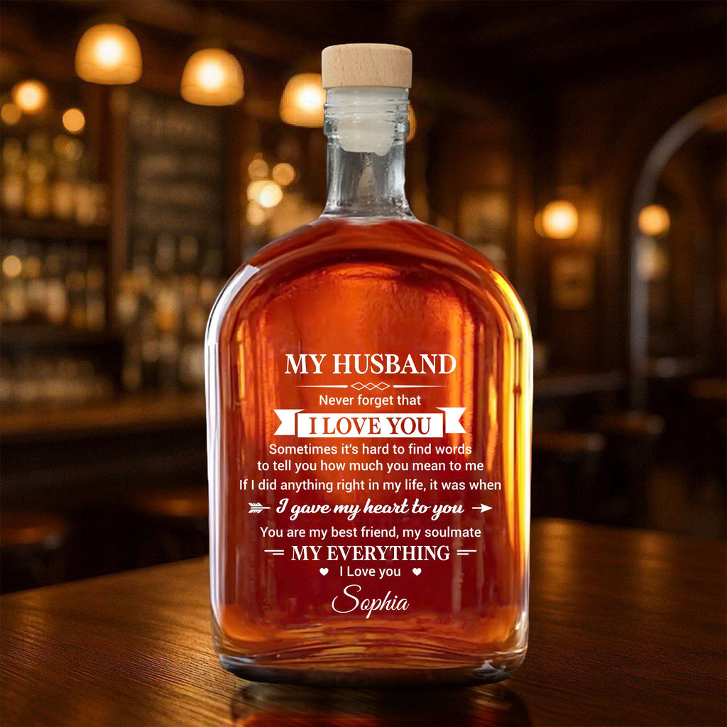 Personalized Whiskey Bottle Custom Heart Arrow Gift for Husband Whiskey Bottle GradoCreations