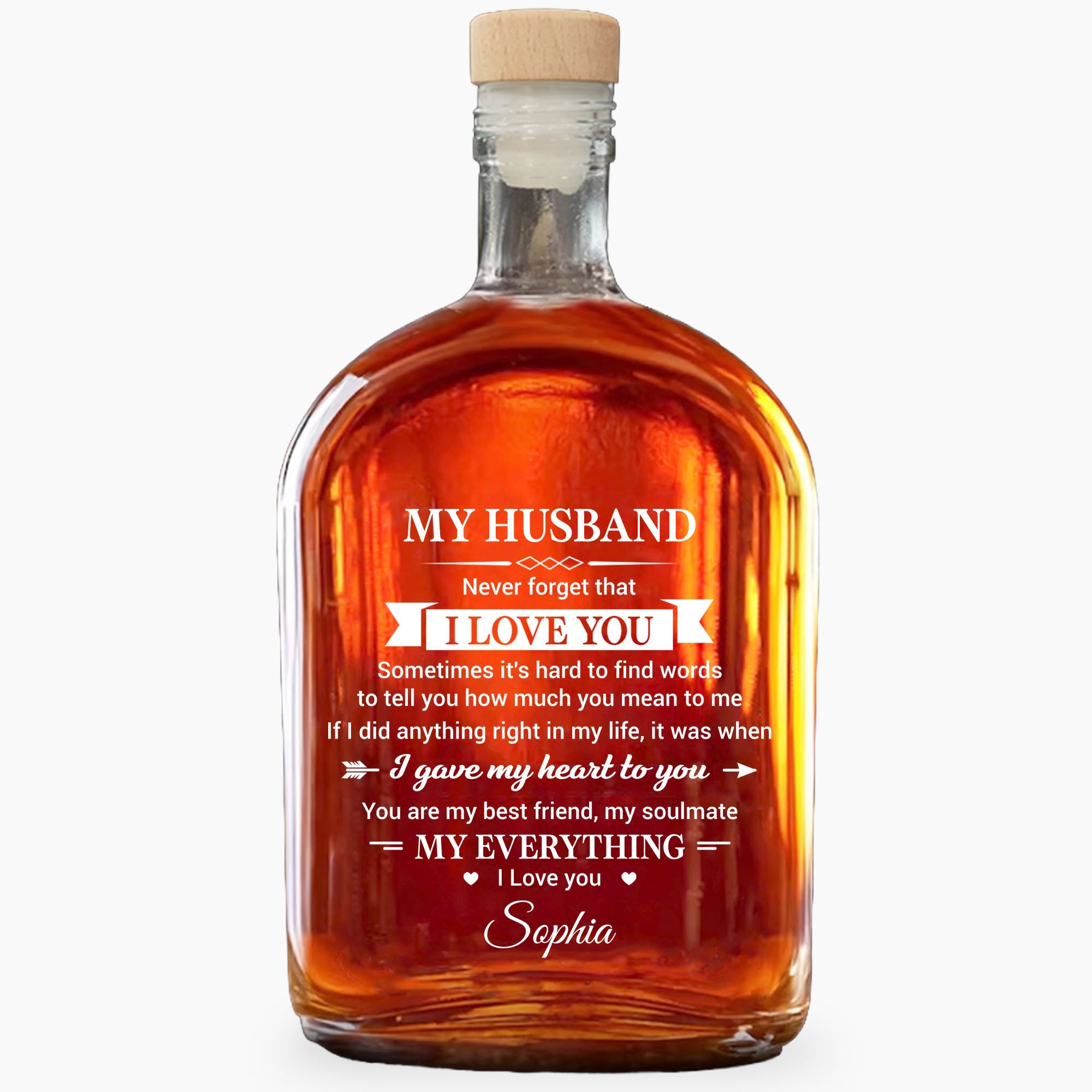 Personalized Whiskey Bottle Custom Heart Arrow Gift for Husband Whiskey Bottle GradoCreations