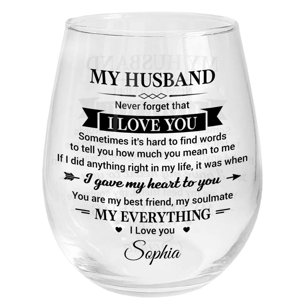 Personalized Stemless Wine Glass Custom Name Gift for Husband Wine Glasses GradoCreations
