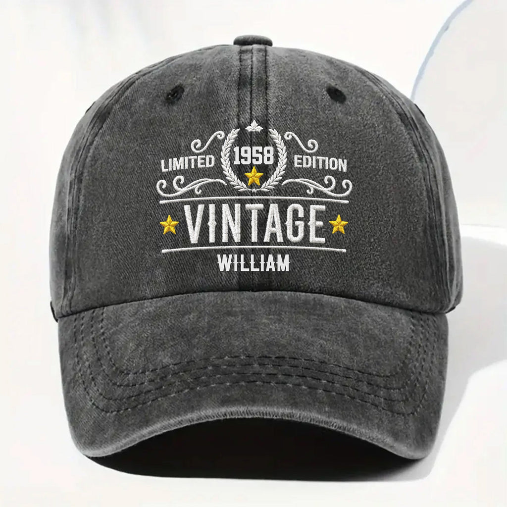 Personalized Washed Denim Cap Custom Name Gift for Dad Washed Denim Cap GradoCreations