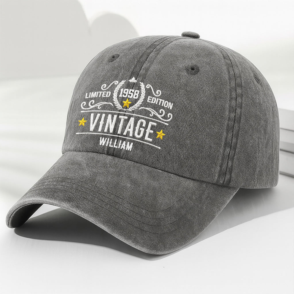Personalized Washed Denim Cap Custom Name Gift for Dad Washed Denim Cap GradoCreations