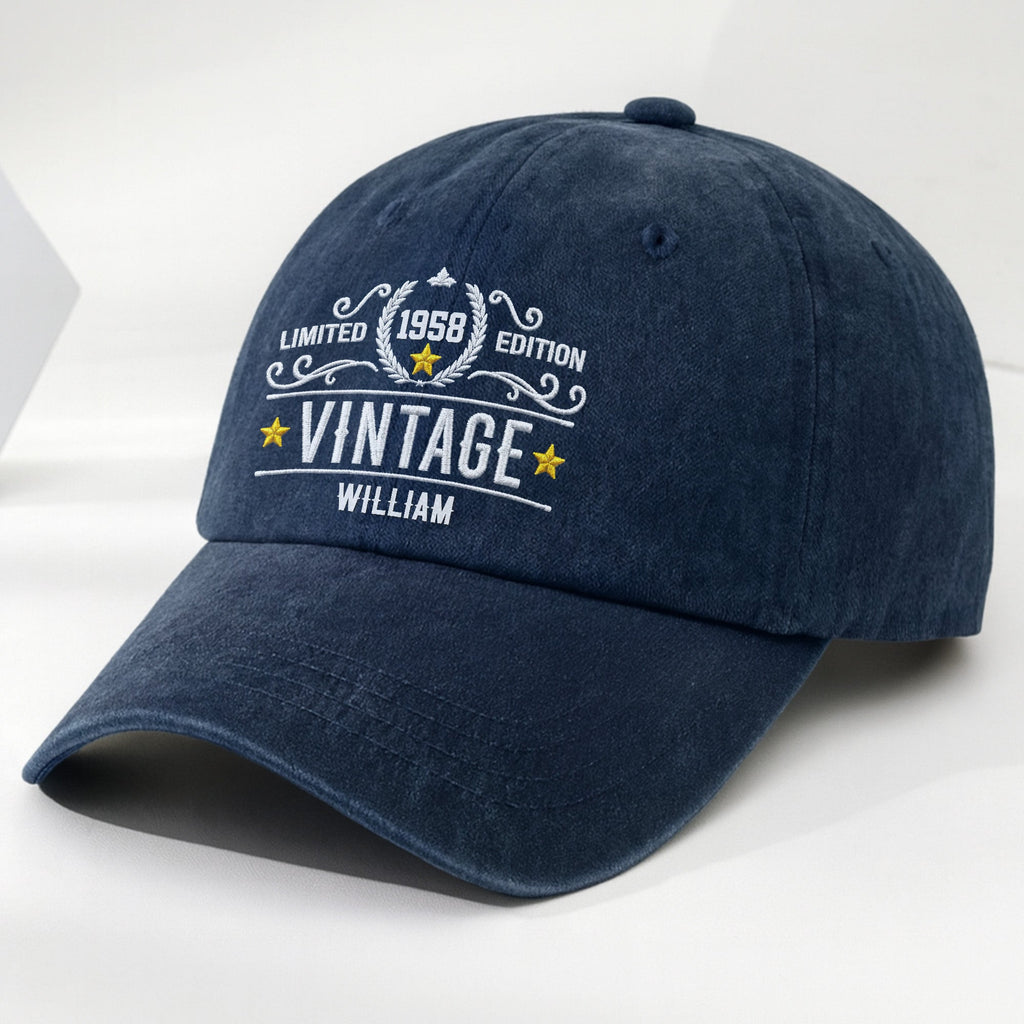 Personalized Washed Denim Cap Custom Name Gift for Dad Washed Denim Cap GradoCreations