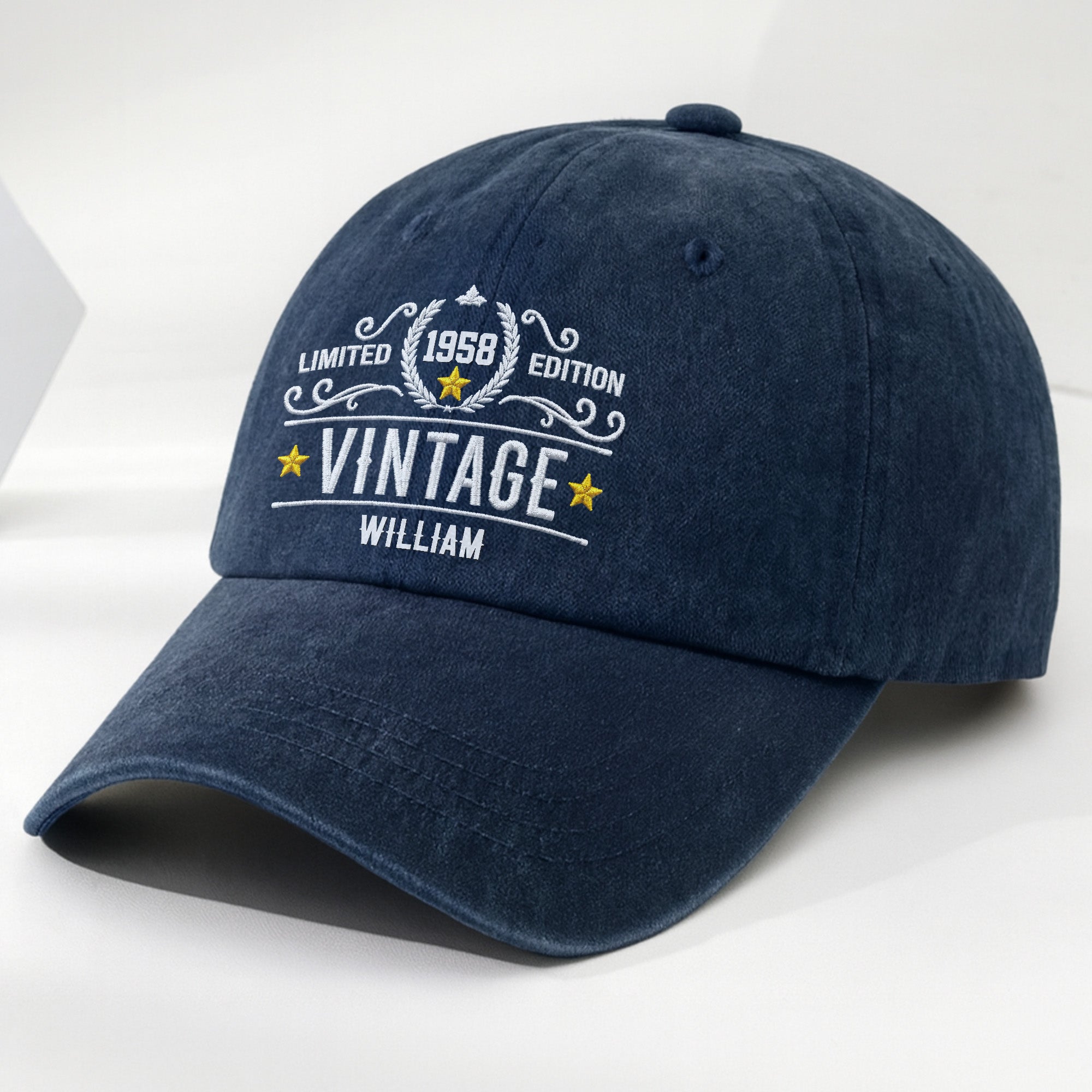 Personalized Washed Denim Cap Custom Name Gift for Dad Washed Denim Cap GradoCreations