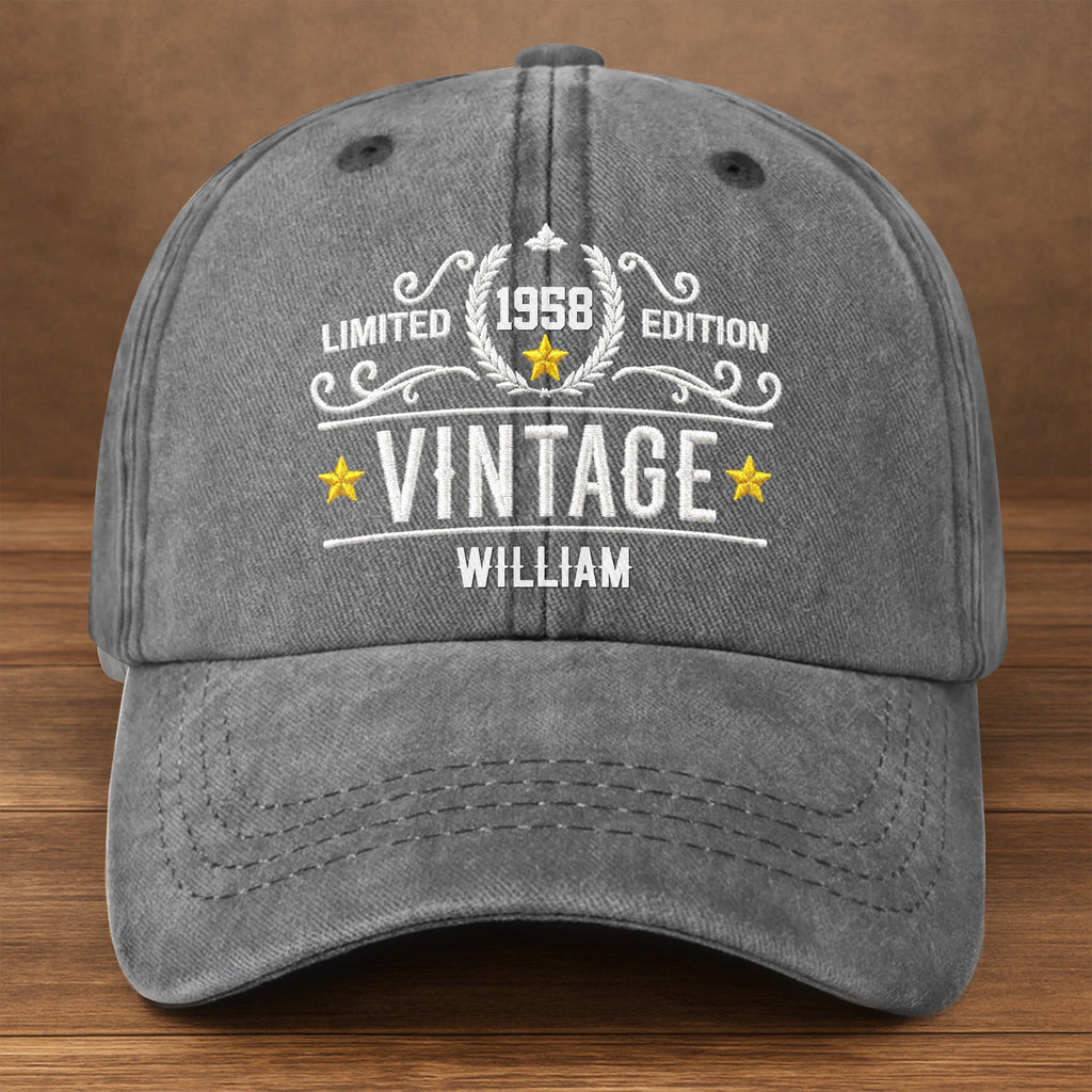 Personalized Washed Denim Cap Custom Name Gift for Dad Washed Denim Cap GradoCreations