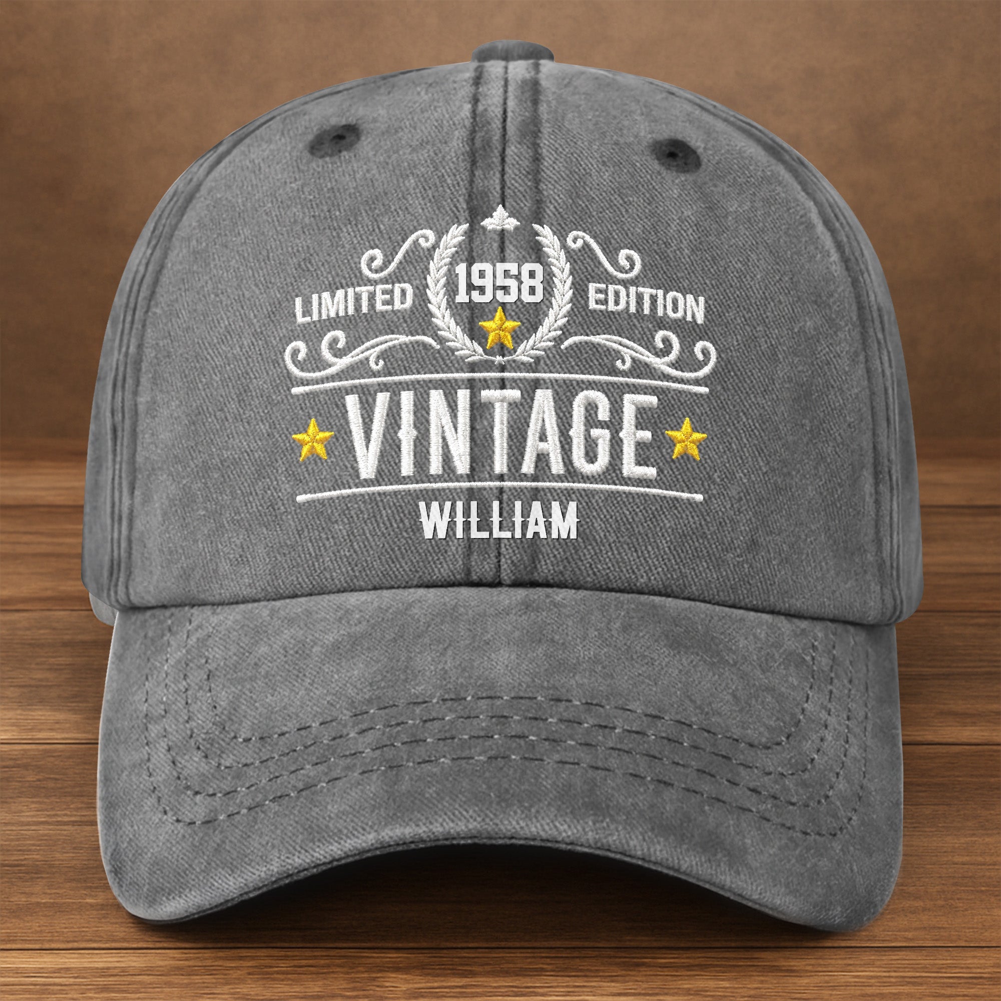 Personalized Washed Denim Cap Custom Name Gift for Dad Washed Denim Cap GradoCreations