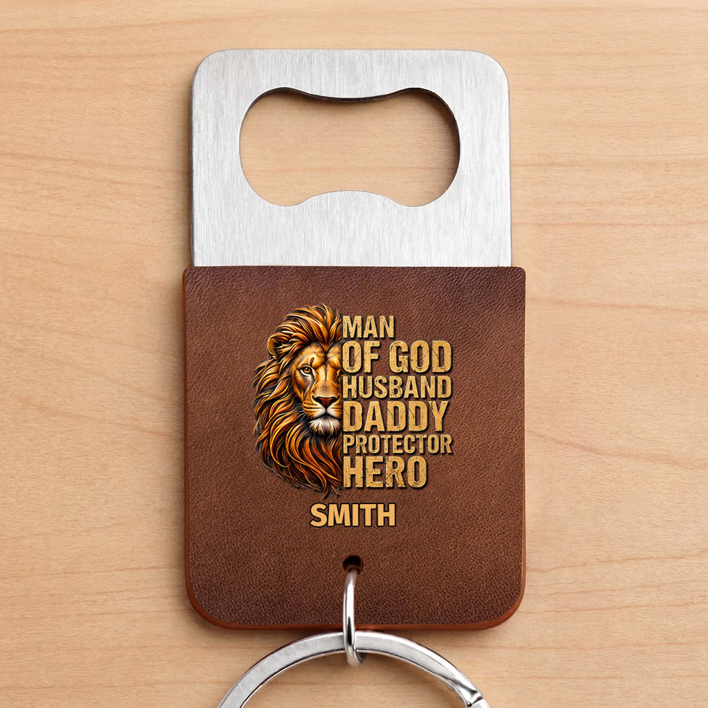 Personalized Leather Bottle Opener Keychain Custom Name Gift for Dad Leather Bottle Opener Keychain GradoCreations