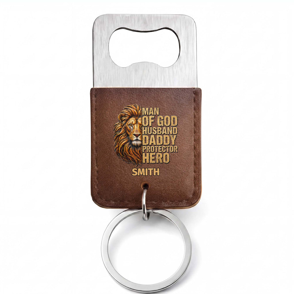 Personalized Leather Bottle Opener Keychain Custom Name Gift for Dad Leather Bottle Opener Keychain GradoCreations