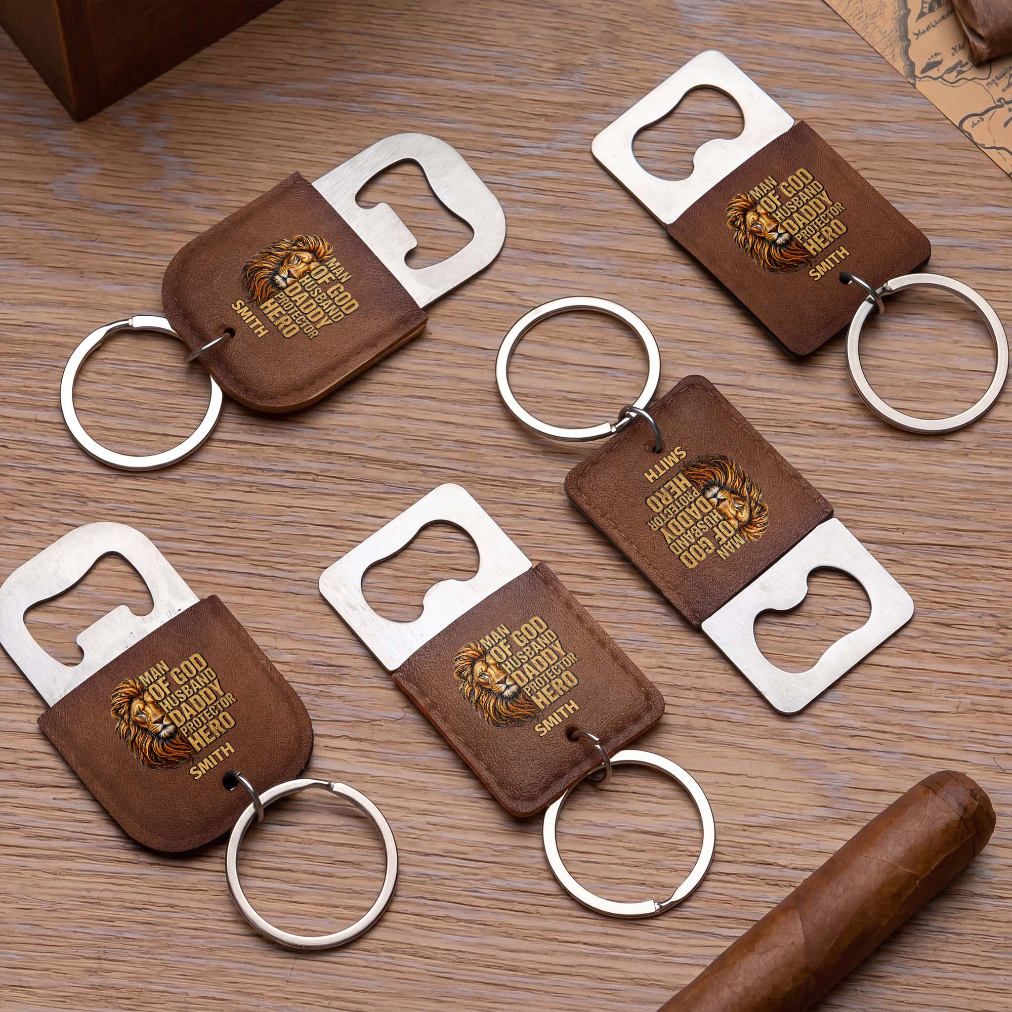 Personalized Leather Bottle Opener Keychain Custom Name Gift for Dad Leather Bottle Opener Keychain GradoCreations
