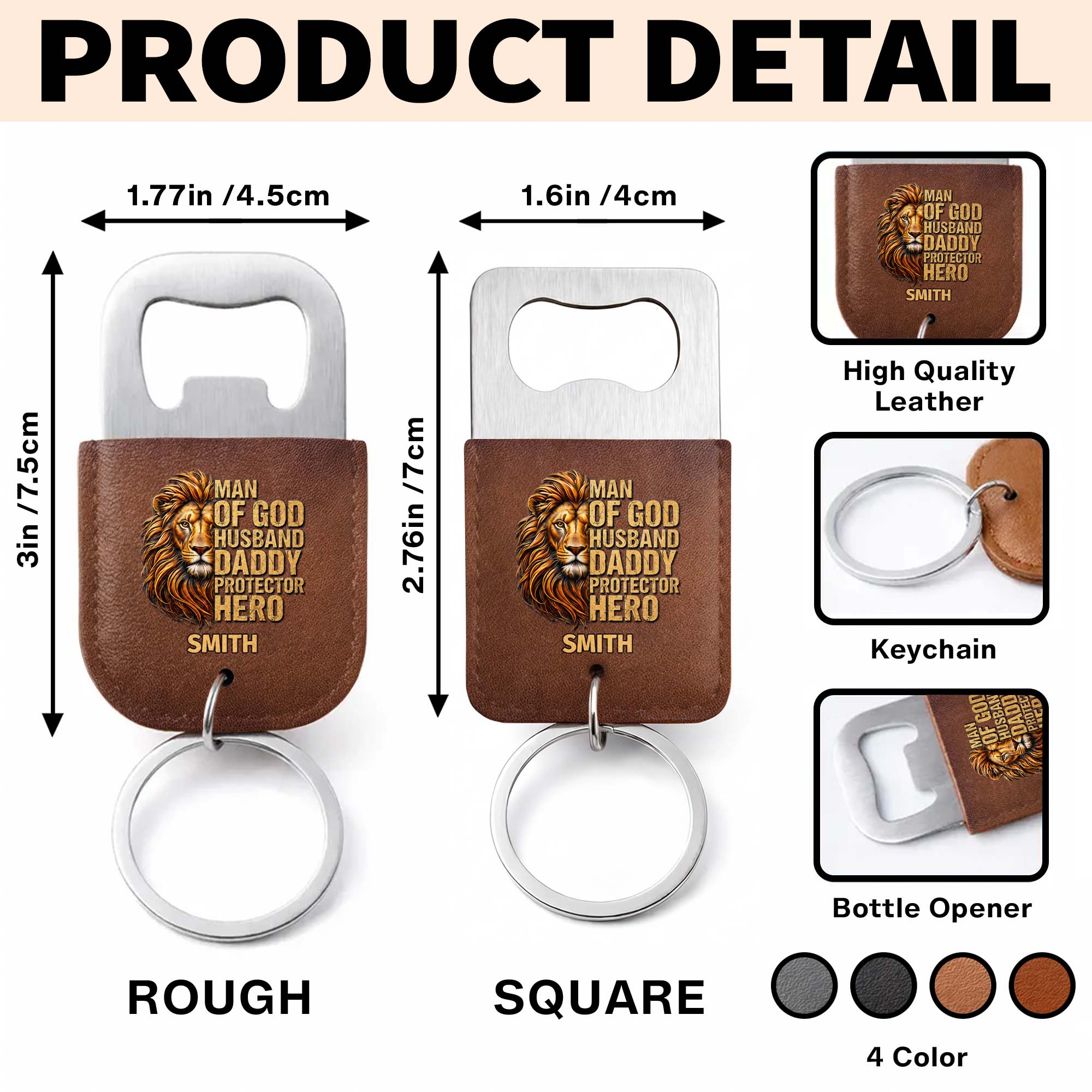 Personalized Leather Bottle Opener Keychain Custom Name Gift for Dad Leather Bottle Opener Keychain GradoCreations