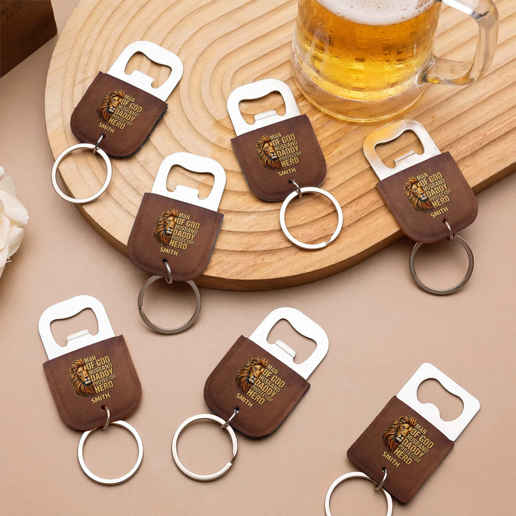 Personalized Leather Bottle Opener Keychain Custom Name Gift for Dad Leather Bottle Opener Keychain GradoCreations