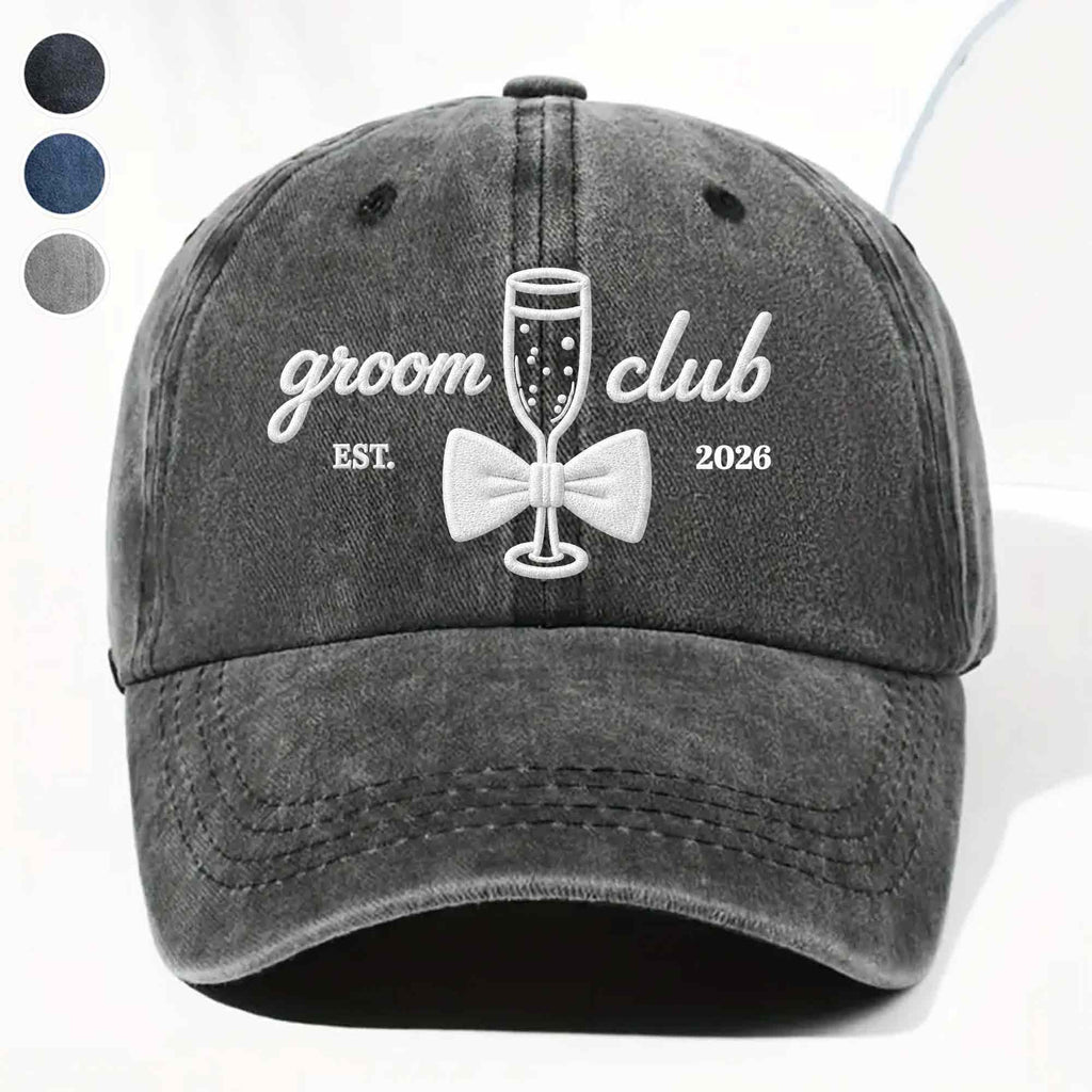 Personalized Washed Denim Cap Custom Groom Club Gift for Him Washed Denim Cap GradoCreations