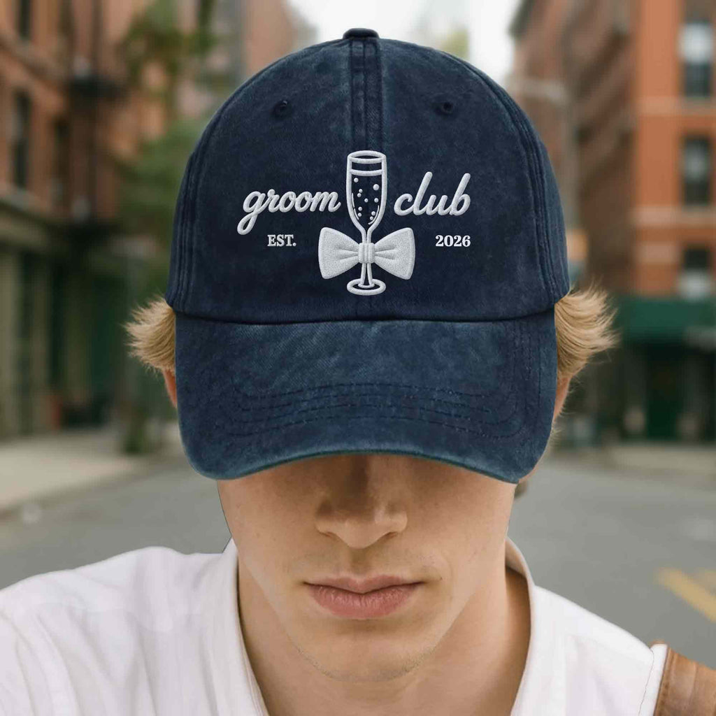 Personalized Washed Denim Cap Custom Groom Club Gift for Him Washed Denim Cap GradoCreations