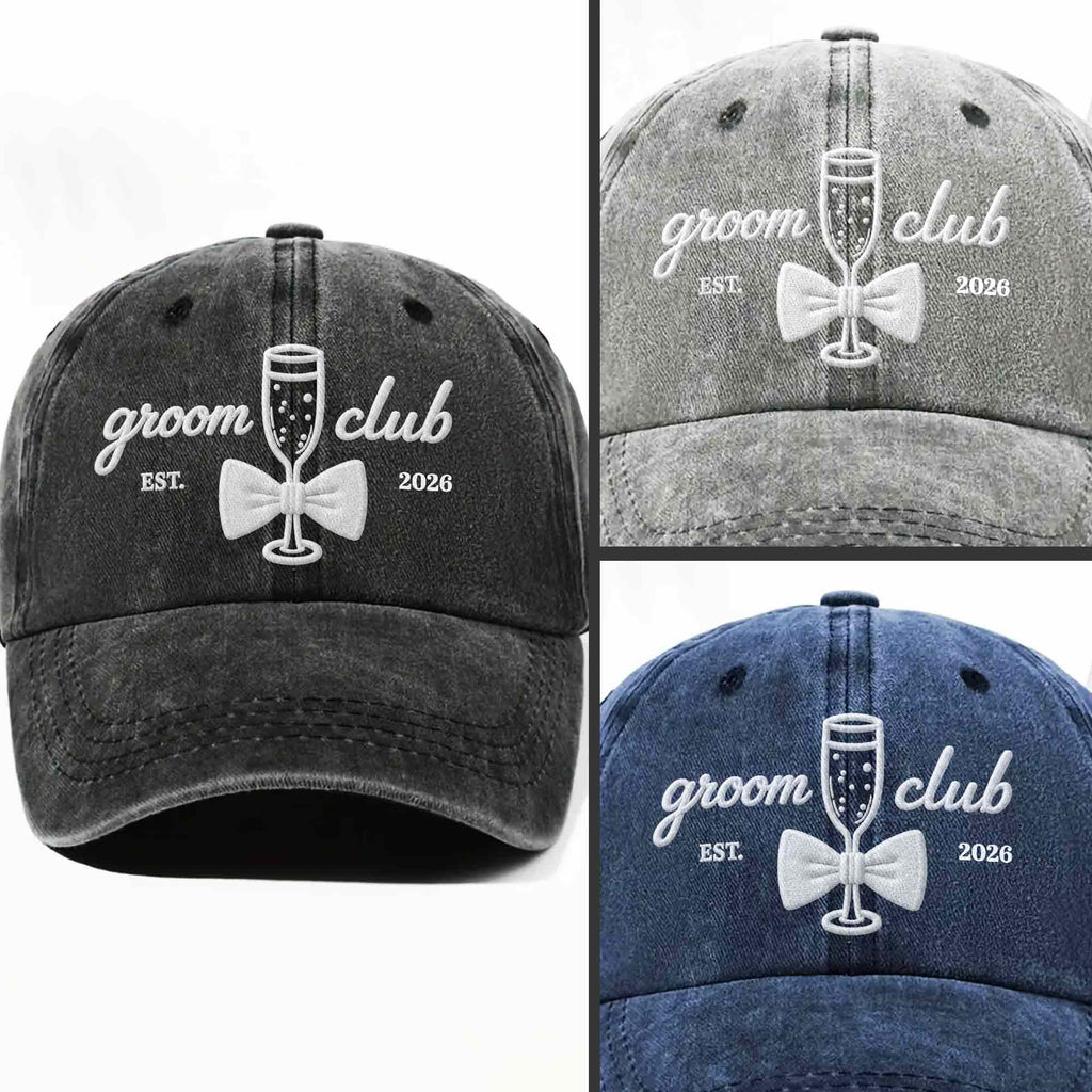 Personalized Washed Denim Cap Custom Groom Club Gift for Him Washed Denim Cap GradoCreations