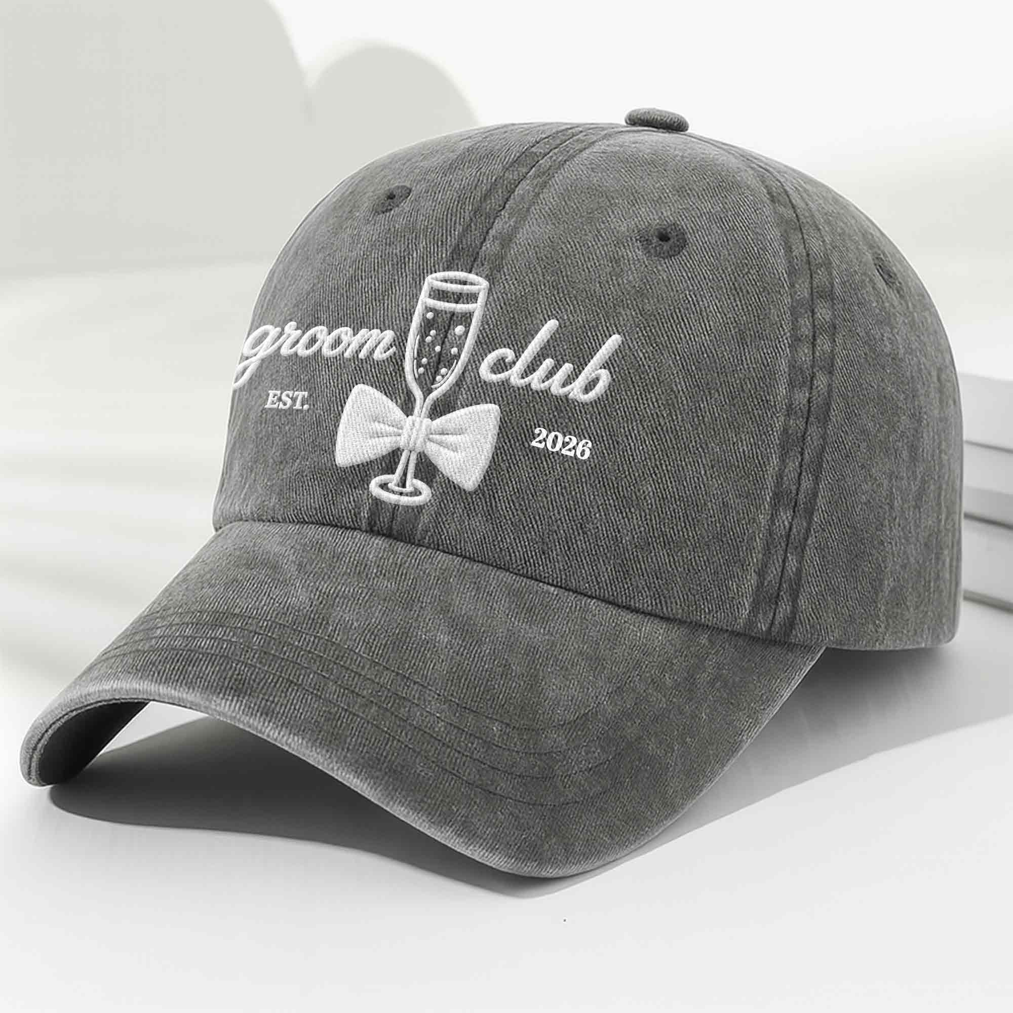 Personalized Washed Denim Cap Custom Groom Club Gift for Him Washed Denim Cap GradoCreations