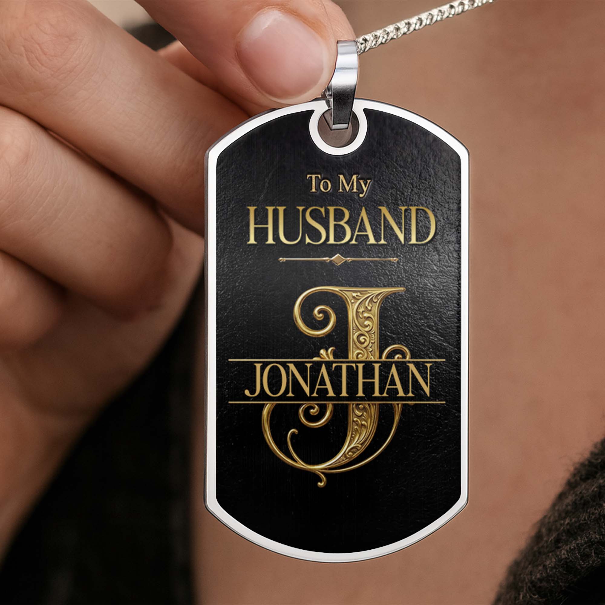 Personalized Dog Tag Necklace Custom Initial Gift for Husband Dog Tag Necklace GradoCreations