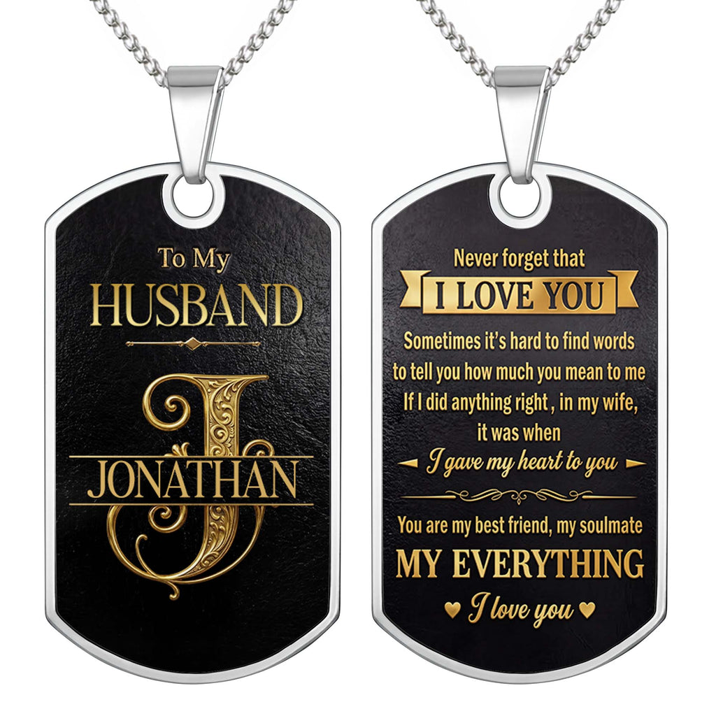 Personalized Dog Tag Necklace Custom Initial Gift for Husband Dog Tag Necklace GradoCreations