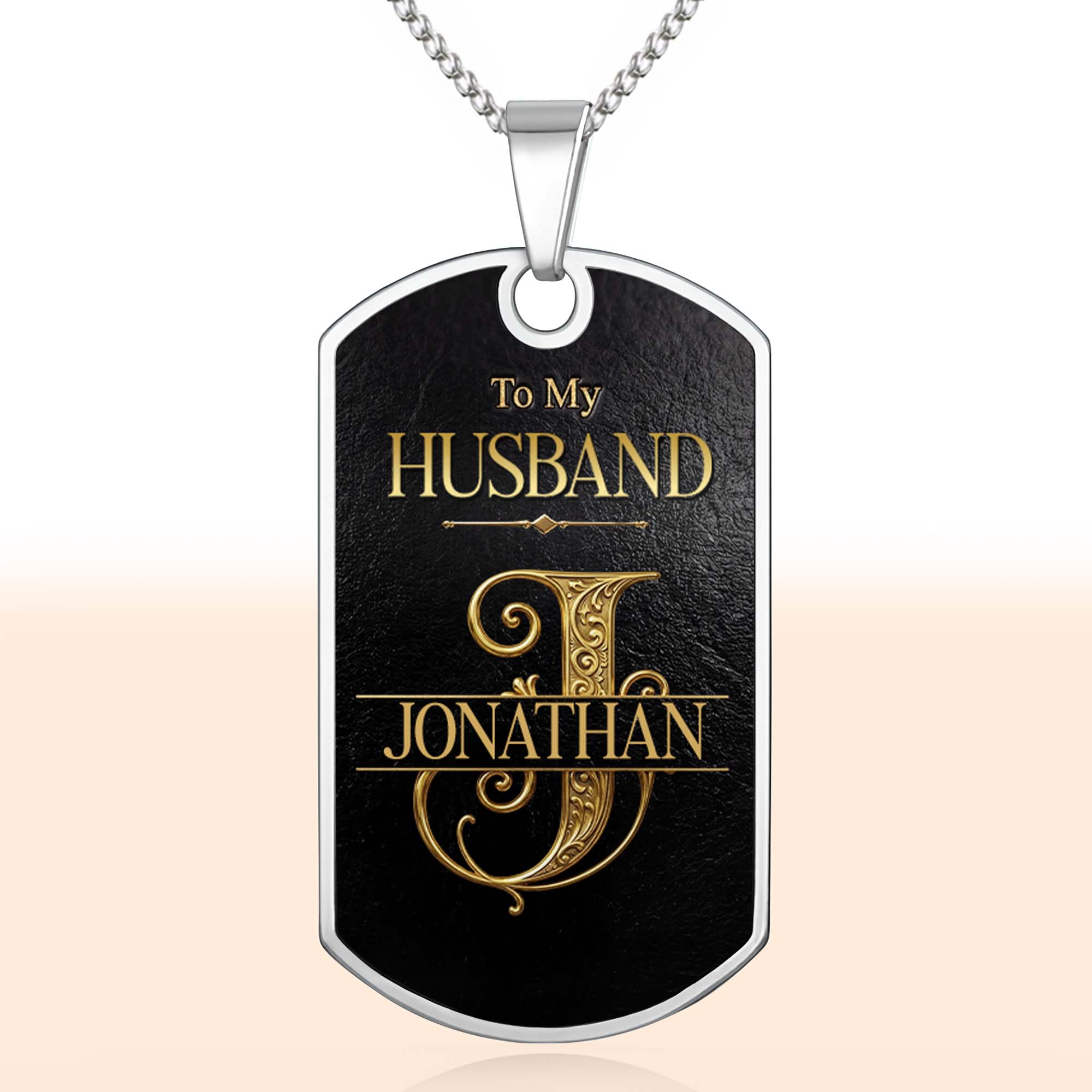 Personalized Dog Tag Necklace Custom Initial Gift for Husband Dog Tag Necklace GradoCreations