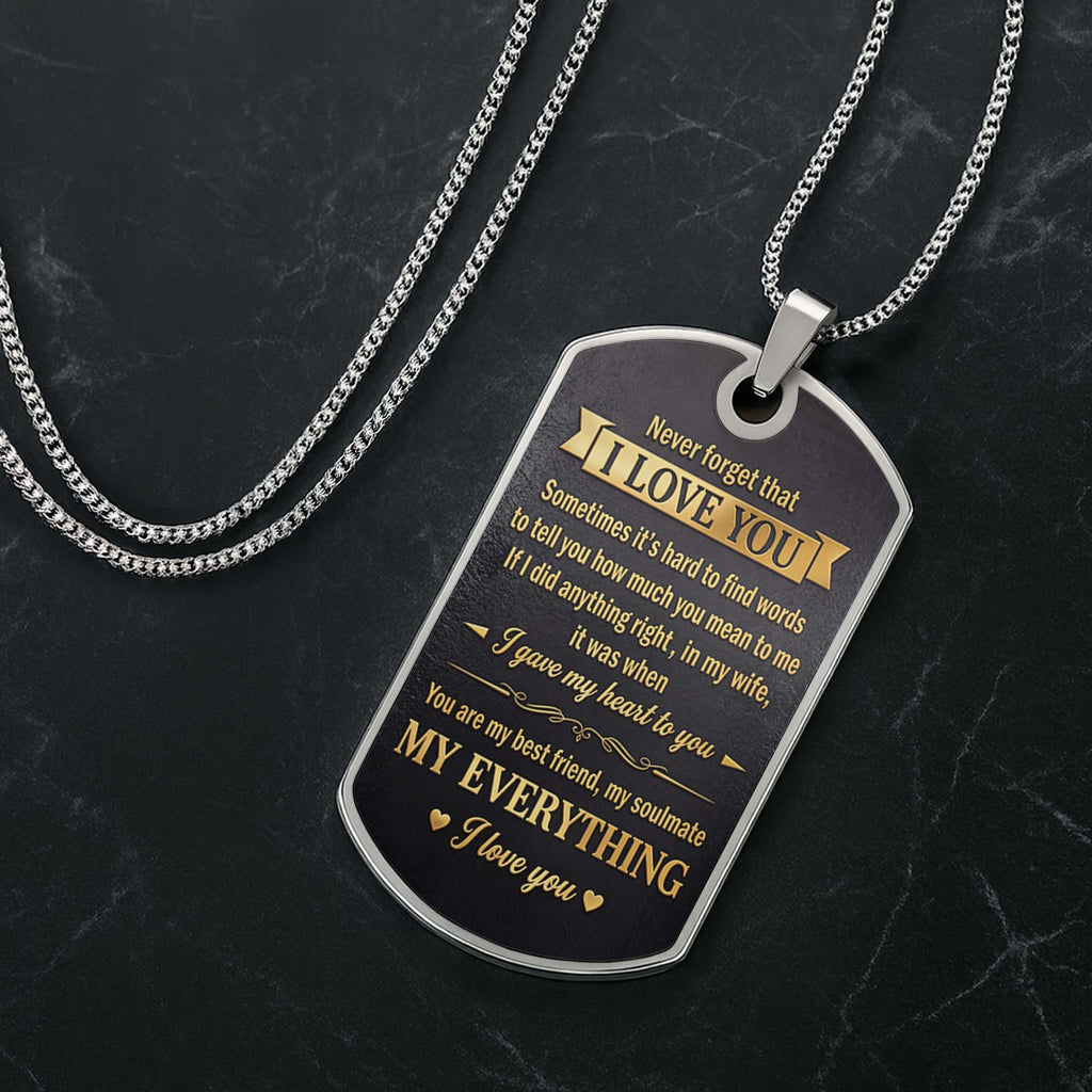 Personalized Dog Tag Necklace Custom Initial Gift for Husband Dog Tag Necklace GradoCreations