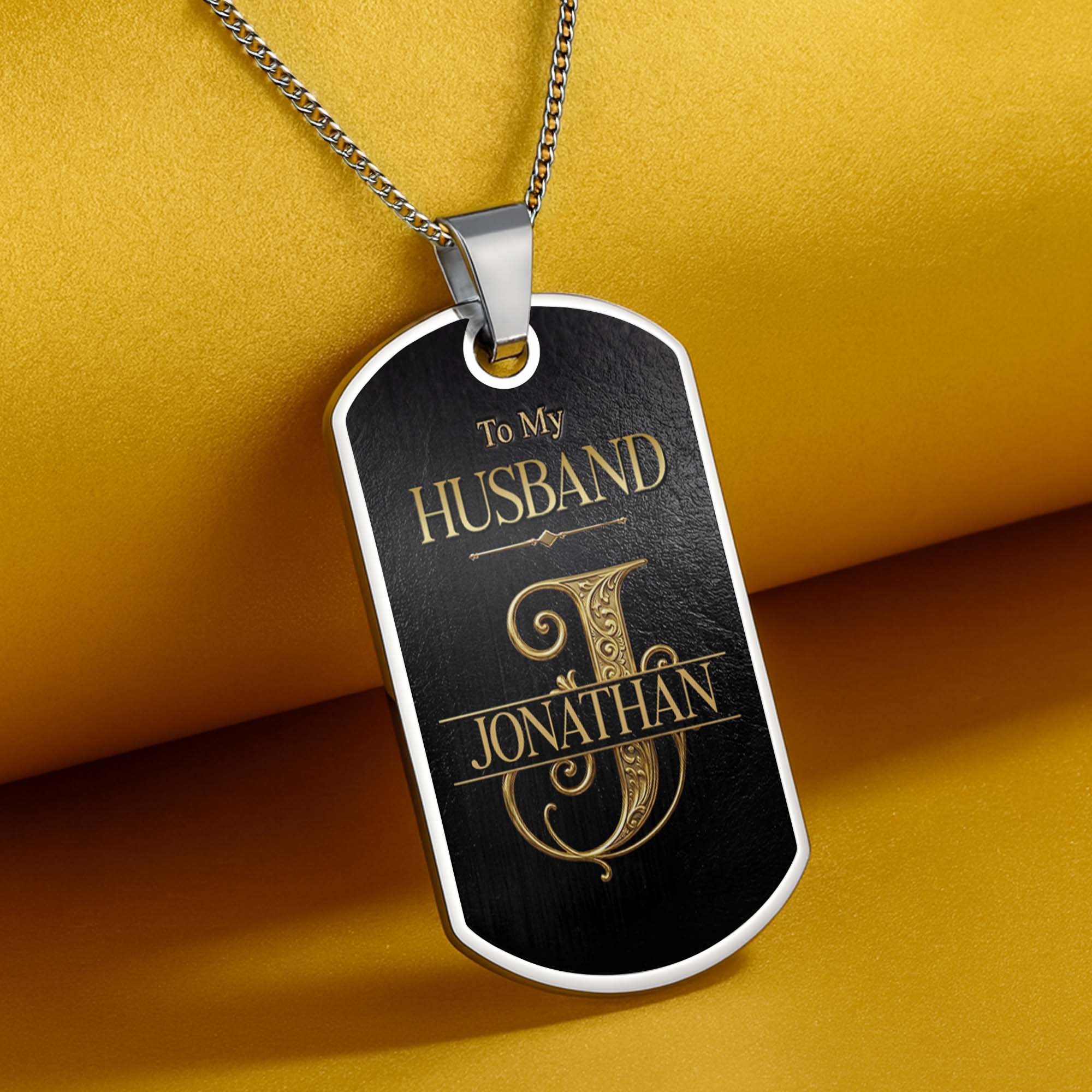Personalized Dog Tag Necklace Custom Initial Gift for Husband Dog Tag Necklace GradoCreations