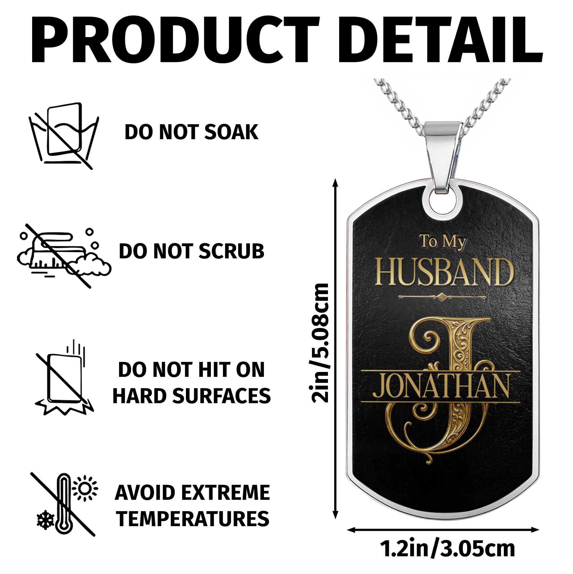 Personalized Dog Tag Necklace Custom Initial Gift for Husband Dog Tag Necklace GradoCreations