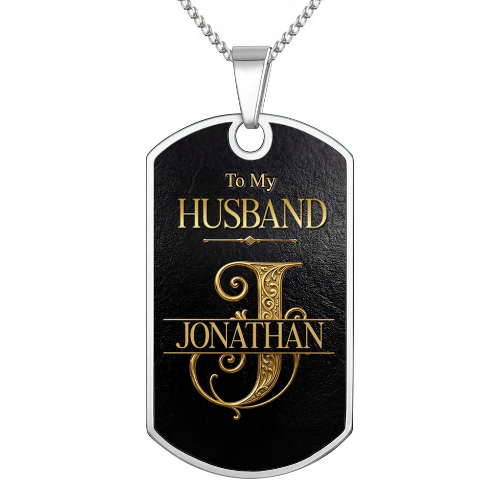 Personalized Dog Tag Necklace Custom Initial Gift for Husband Dog Tag Necklace GradoCreations