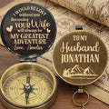Personalized Engraved Brass Compass Custom Gift for Husband