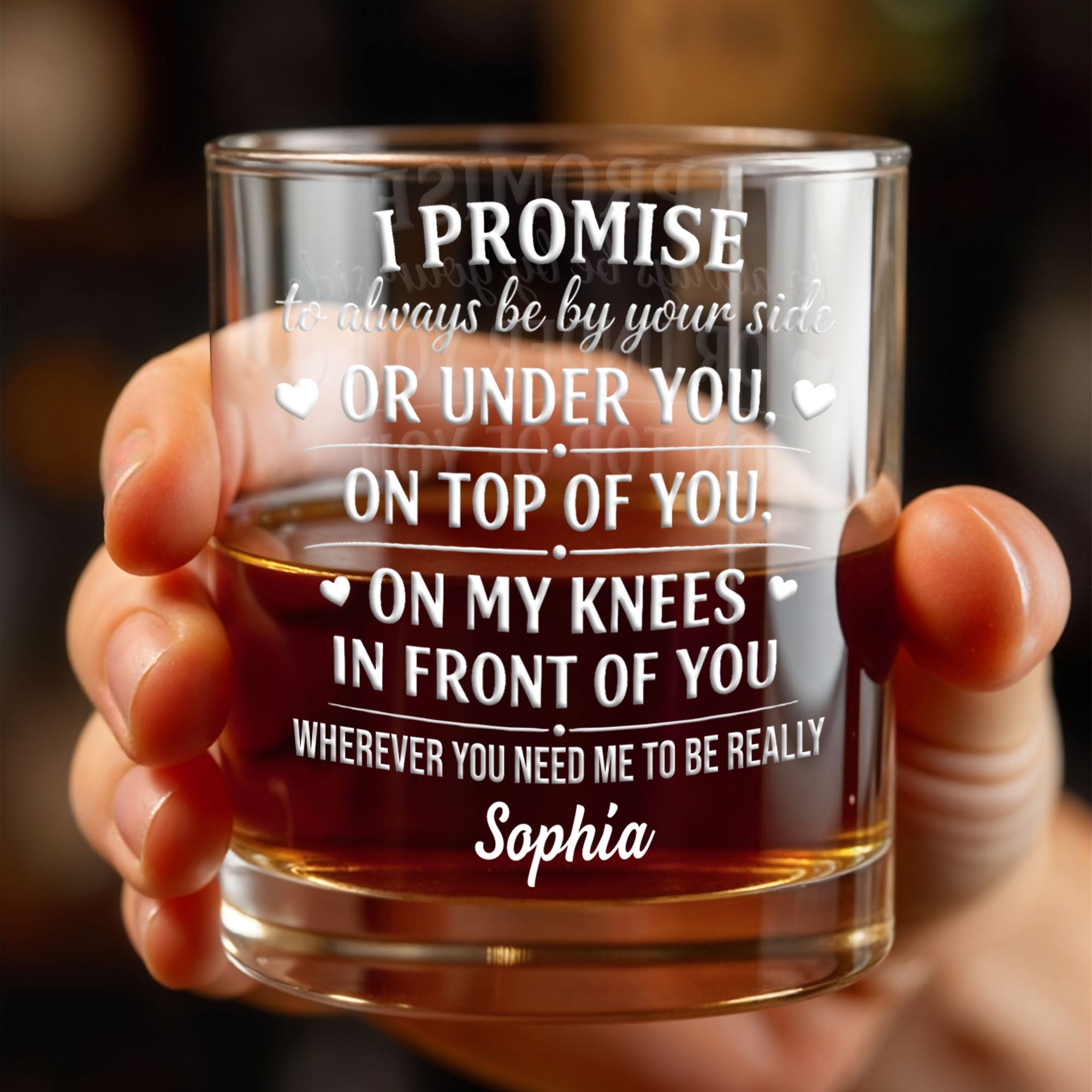 Personalized Custom Whiskey Glass Romantic Heart Design Gift for Husband Whiskey Glass GradoCreations