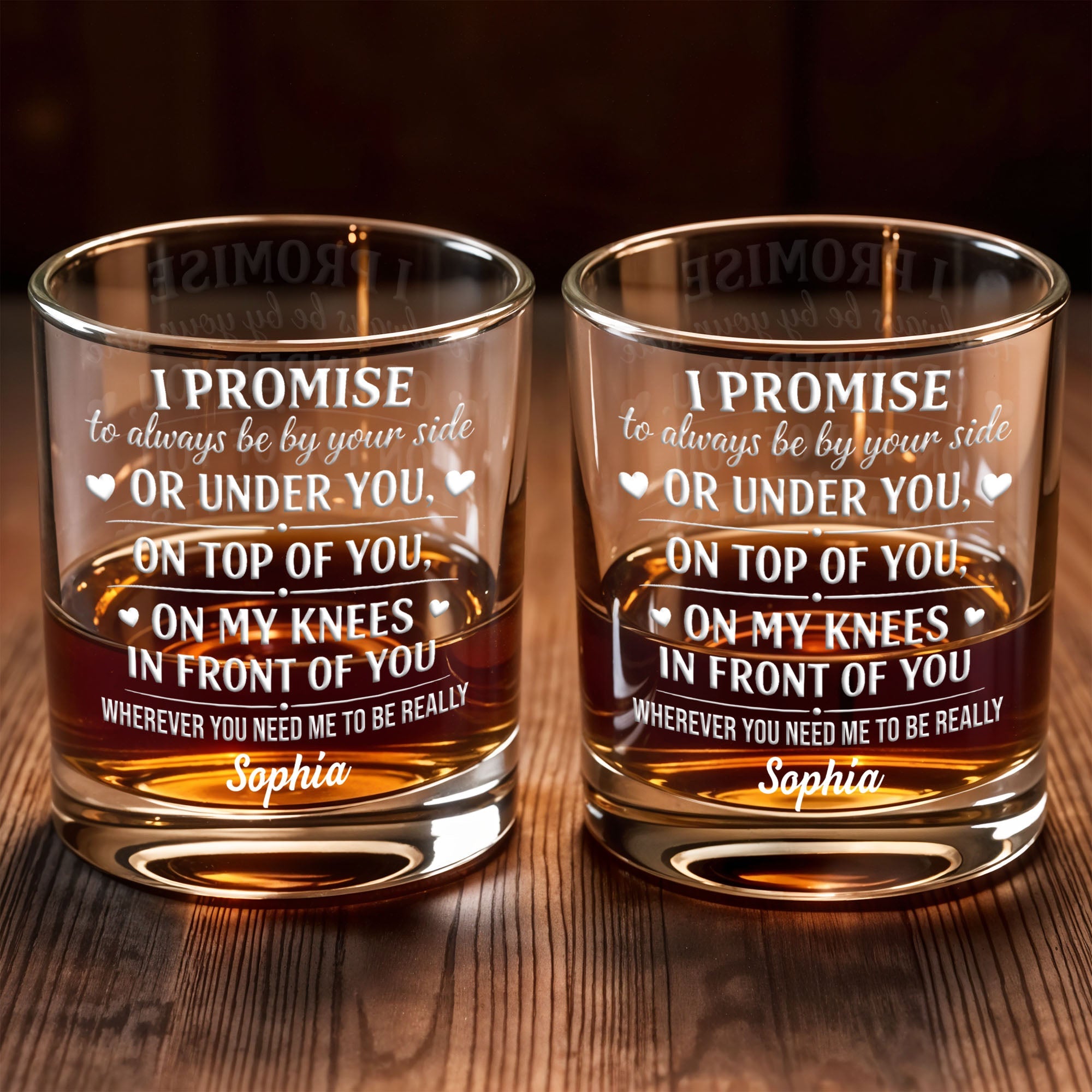 Personalized Custom Whiskey Glass Romantic Heart Design Gift for Husband Whiskey Glass GradoCreations