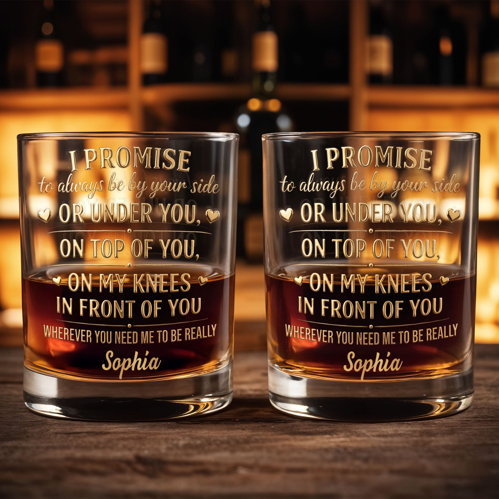 Personalized Custom Whiskey Glass Unique Heart Design Gift for Him