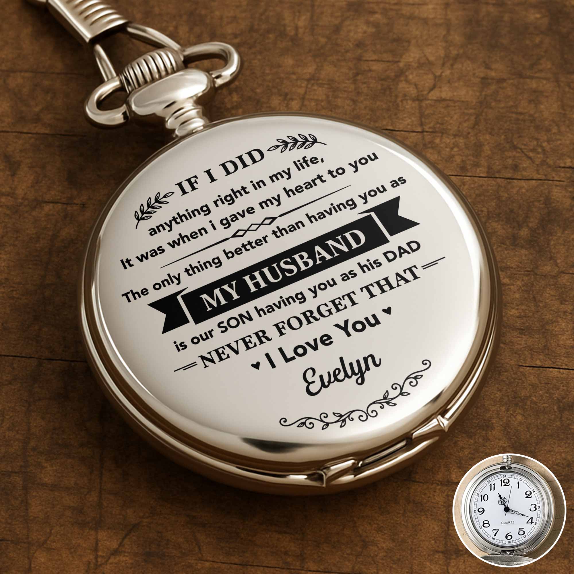 Personalized Silver Pocket Watch Custom Engraving Gift for Husband Pocket Watch GradoCreations