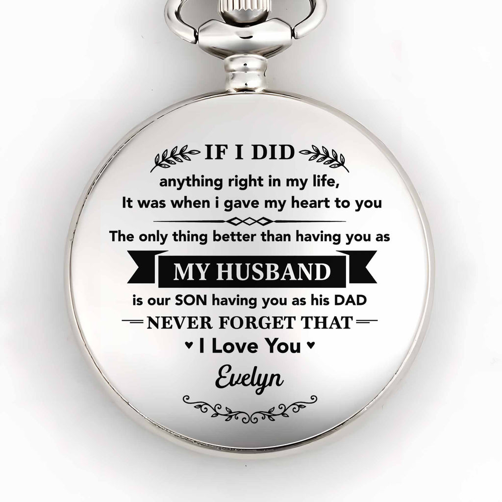 Personalized Silver Pocket Watch Custom Engraving Gift for Husband Pocket Watch GradoCreations