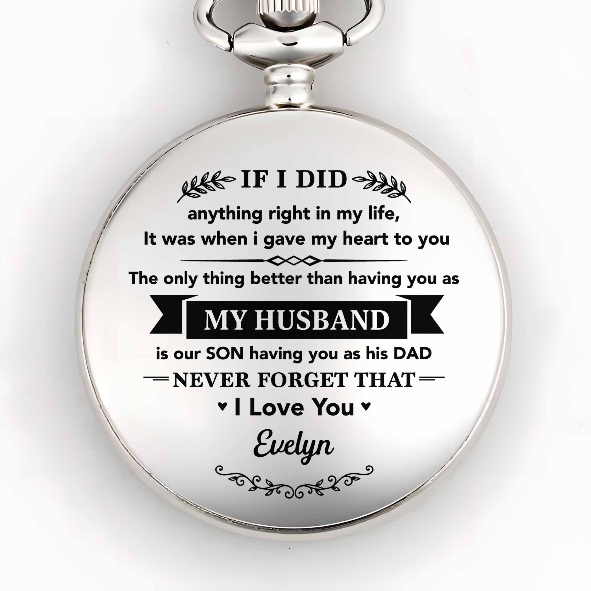 Personalized Silver Pocket Watch Custom Engraving Gift for Husband Pocket Watch GradoCreations