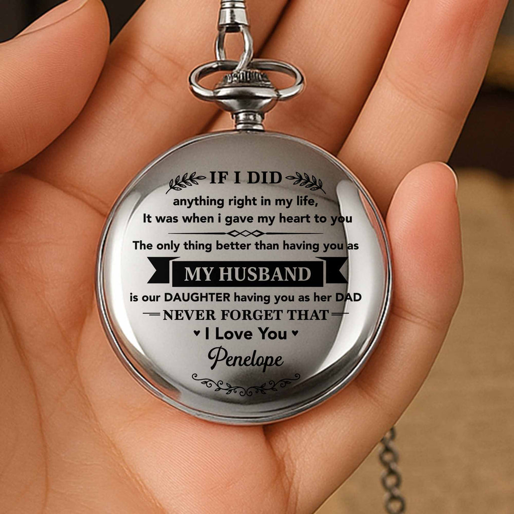 Personalized Silver Pocket Watch Custom Engraving Gift for Husband Pocket Watch GradoCreations