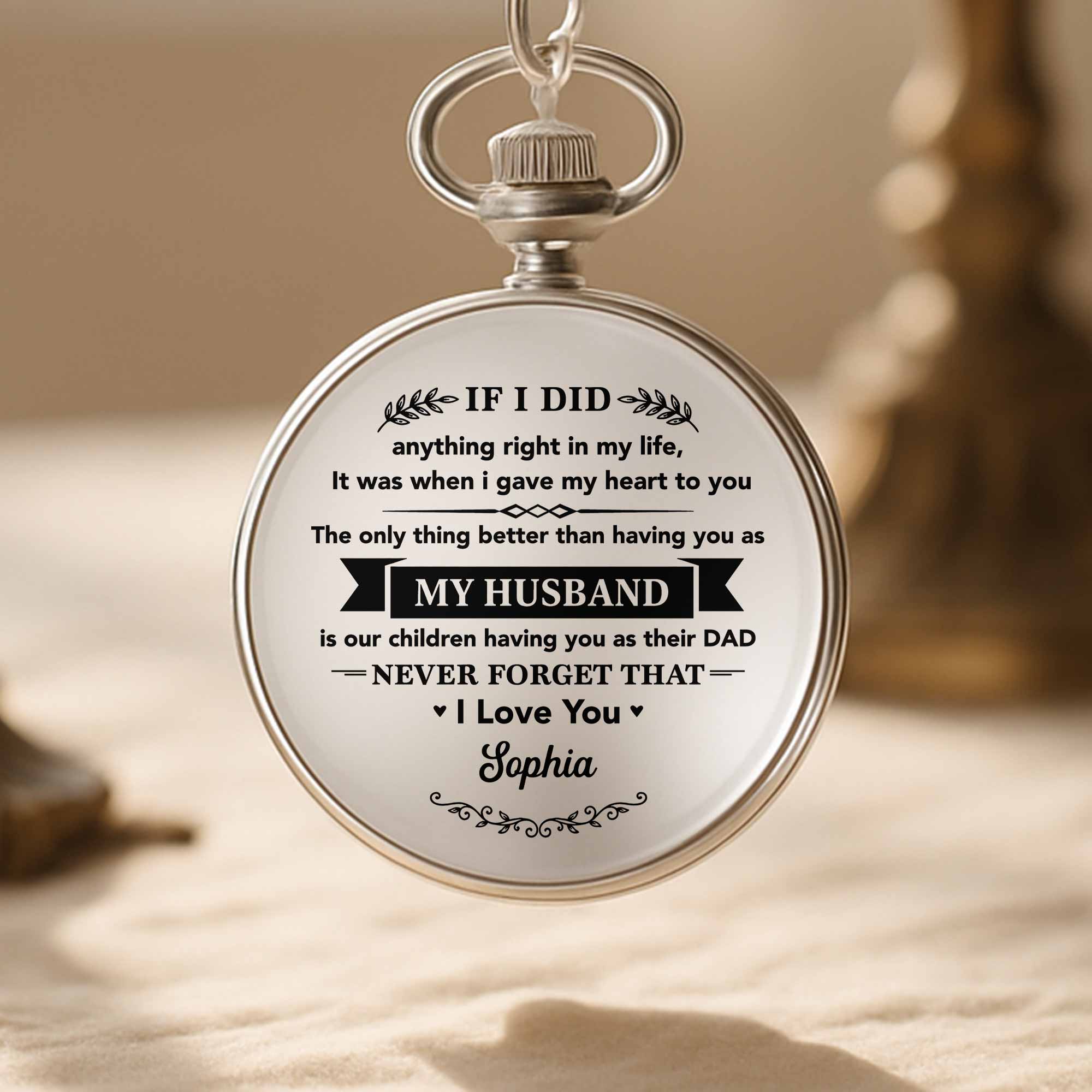 Personalized Silver Pocket Watch Custom Engraving Gift for Husband Pocket Watch GradoCreations
