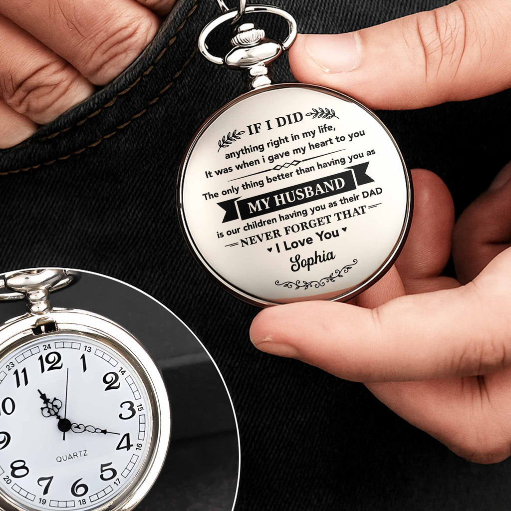 Personalized Silver Pocket Watch Custom Engraving Gift for Husband Pocket Watch GradoCreations