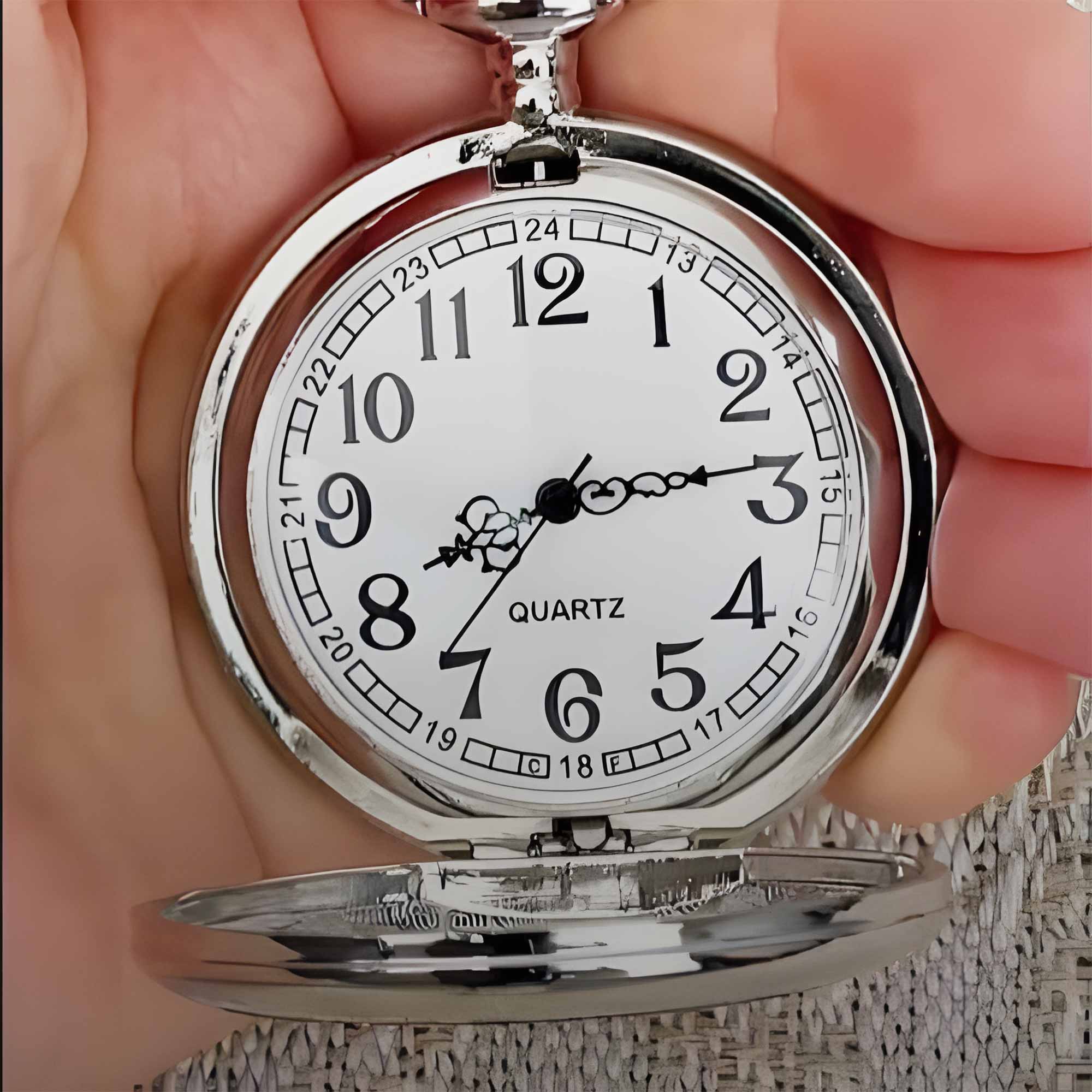 Personalized Silver Pocket Watch Custom Engraving Gift for Husband Pocket Watch GradoCreations