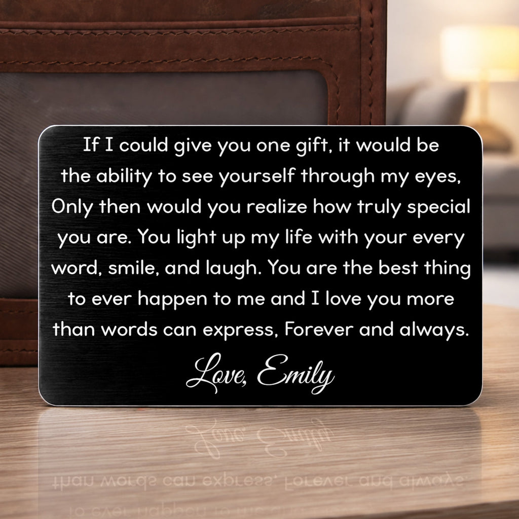 Personalized Aluminum Wallet Card Custom Message Gift for Him Wallet Card GradoCreations