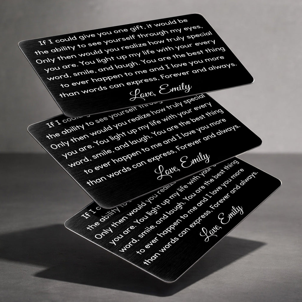 Personalized Aluminum Wallet Card Custom Message Gift for Him Wallet Card GradoCreations
