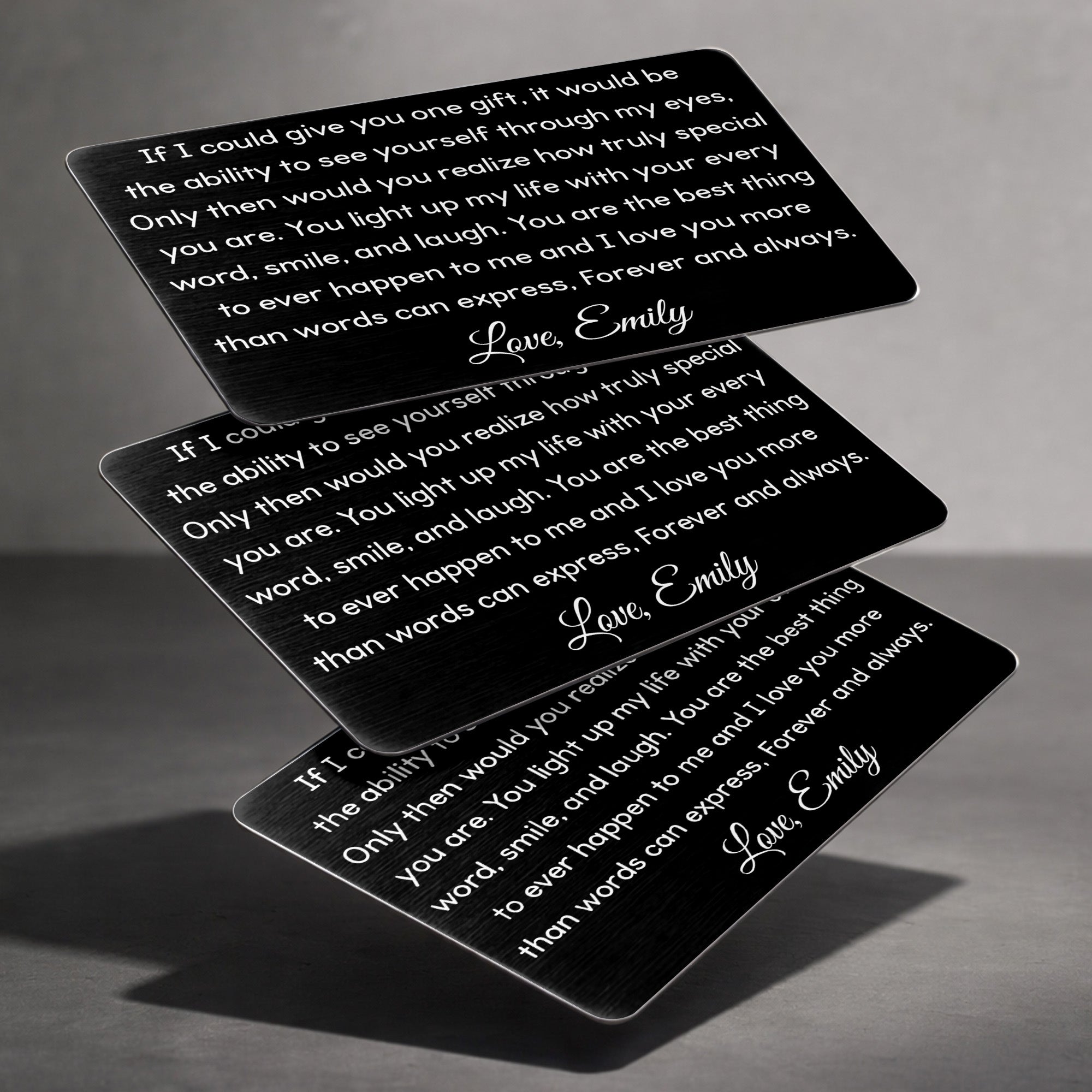 Personalized Aluminum Wallet Card Custom Message Gift for Him Wallet Card GradoCreations