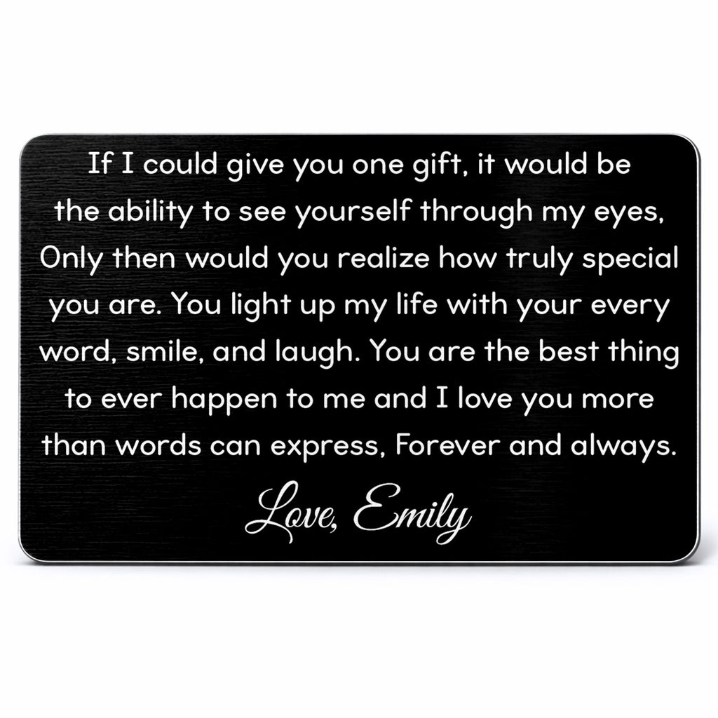 Personalized Aluminum Wallet Card Custom Message Gift for Him Wallet Card GradoCreations