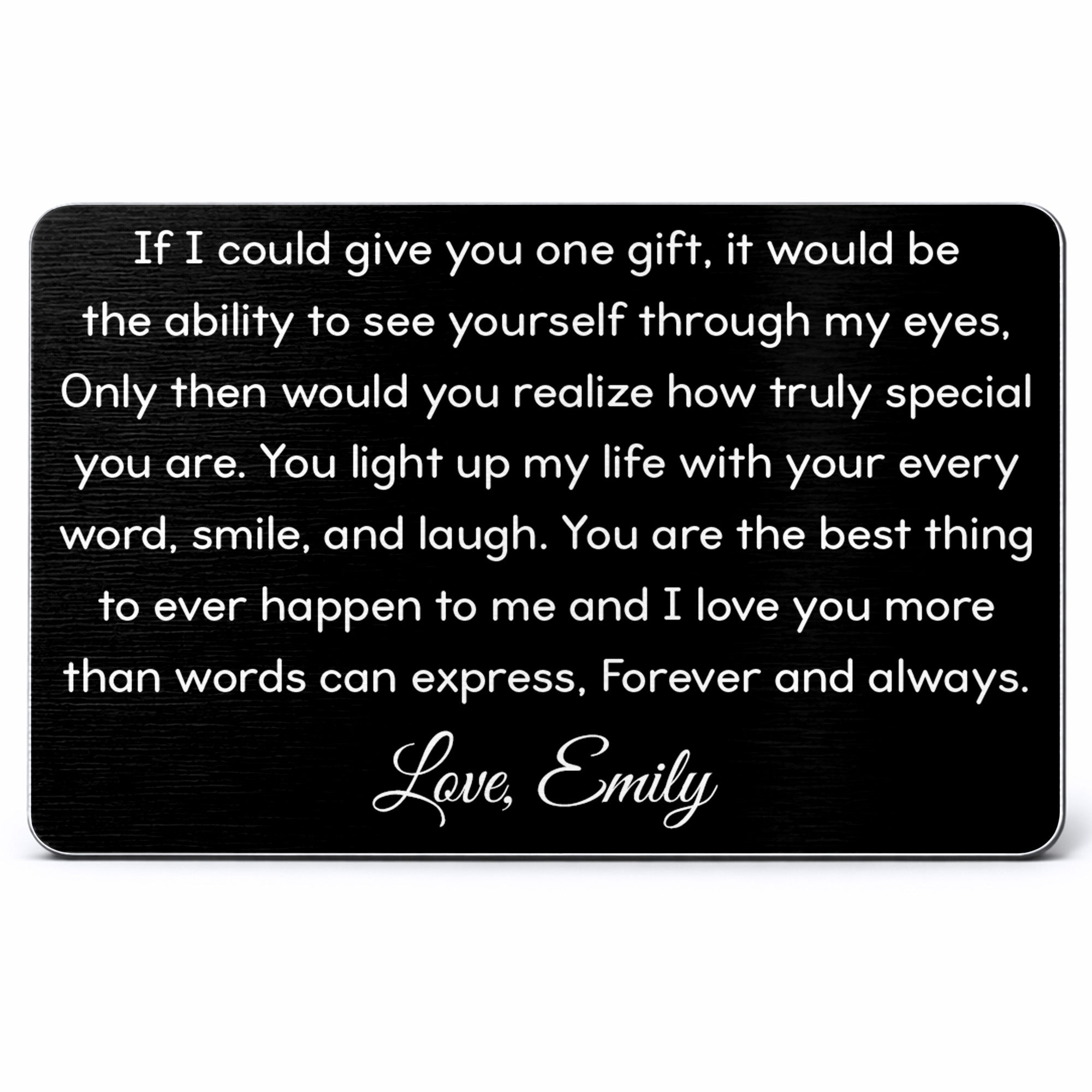 Personalized Aluminum Wallet Card Custom Message Gift for Him Wallet Card GradoCreations