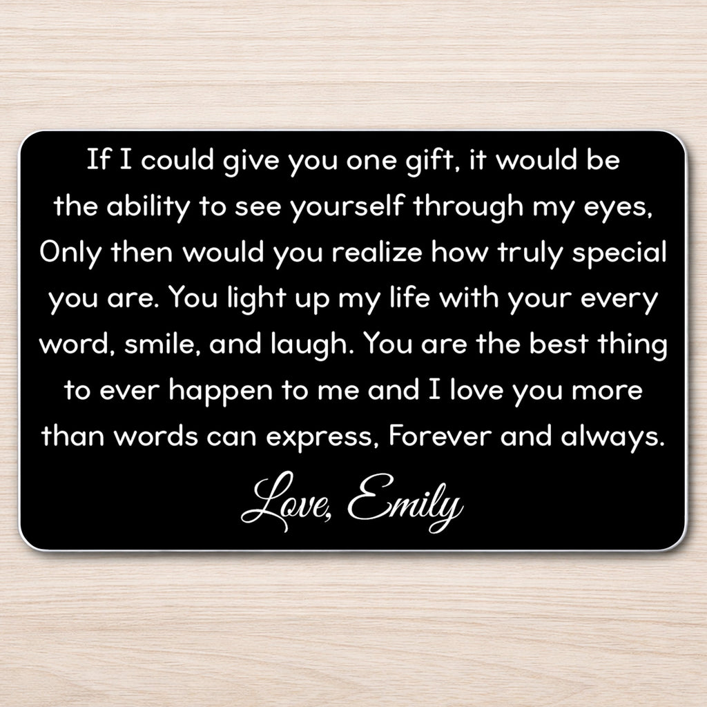 Personalized Aluminum Wallet Card Custom Message Gift for Him Wallet Card GradoCreations
