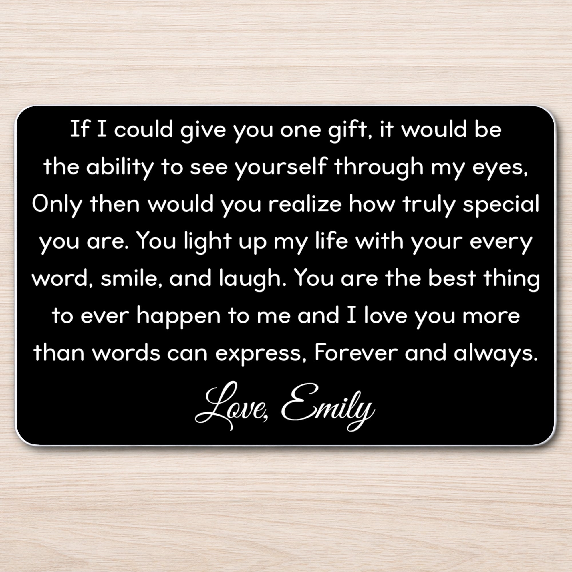 Personalized Aluminum Wallet Card Custom Message Gift for Him Wallet Card GradoCreations