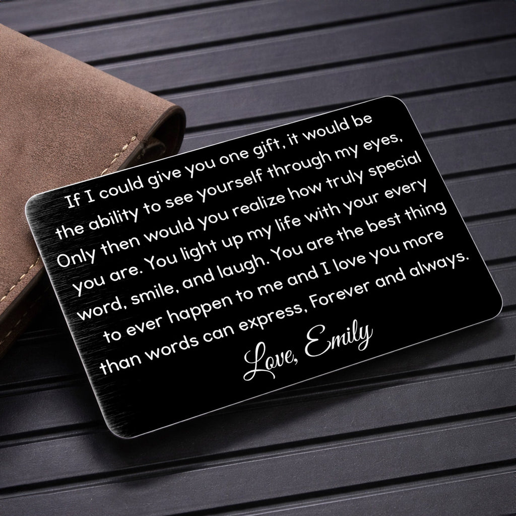 Personalized Aluminum Wallet Card Custom Message Gift for Him Wallet Card GradoCreations